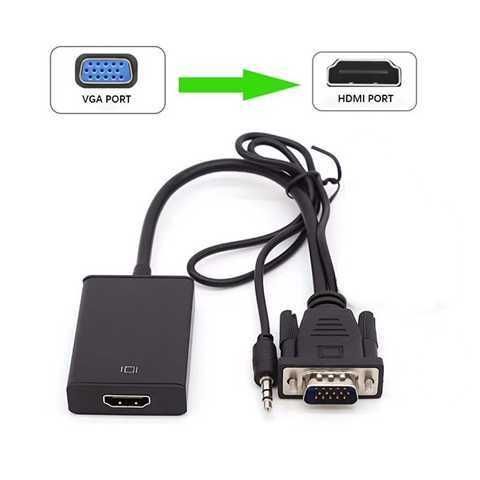 ADAPTADOR VGA A HDMI CON CABLE ACTIVO + 3.5 METALICO